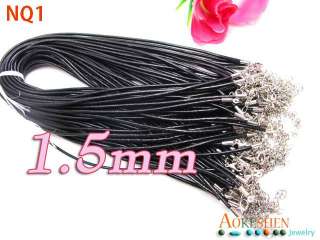 18 3SIZE BLACK Genuine cowhide Leather Necklace Cord String Thread 