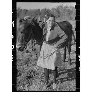  Photo Thirty year old mule; the girl is twenty five. Farm 