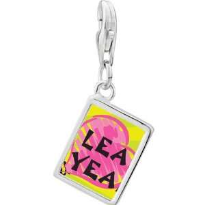   Silver Gold Plated Leap Year Pink Heart Photo Rectangle Frame Charm