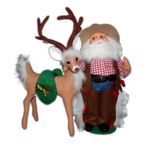  Annalee 9 Inch Cowboy Santa Hugging Reindeer