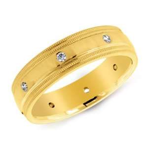  14K Yellow Gold Mens Diamond Wedding Band Ring Size 10 Jewelry