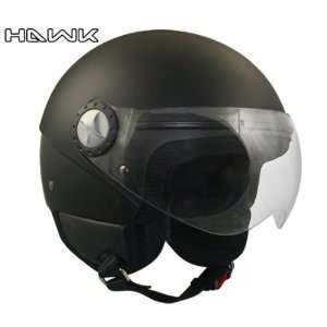  Hawk Solid Matte Black Open Face Motorcycle Helmet   Size 