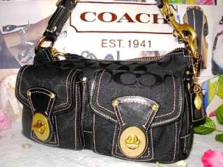 Coach legacy VACHETTA LEATHER signature Bag Black 10339  