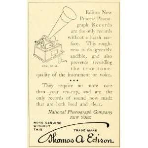   Thomas A. Edison Gem Music Record Player New York   Original Print Ad