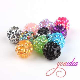 100 Acrylic Spacer Charms Ball Beads Resin Rhinestones  