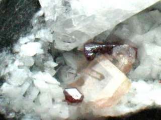 red CINNABAR crystal on dolomite & quartz intergrowth  