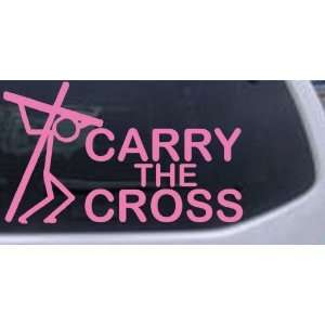 Pink 8.5in X 5in    Carry The Cross Christian Car Window Wall Laptop 