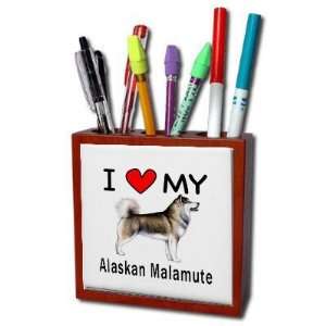 I Love My Alaskan Malamute Pencil Holder Desk Accessory 