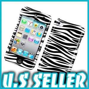 NEW BLACK WHITE ZEBRA HARD CASE FOR APPLE IPOD TOUCH 4 PROTECTOR SNAP 