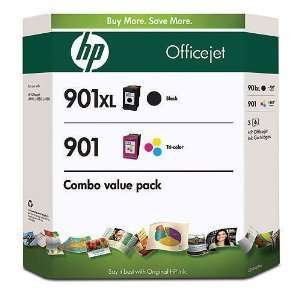  HP 901XL Black and 901 Color Inkjet Cartridges in foil 