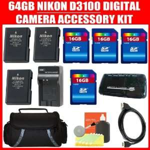  64GB Advanced Accessory Kit For Nikon D3100 Digital Camera 