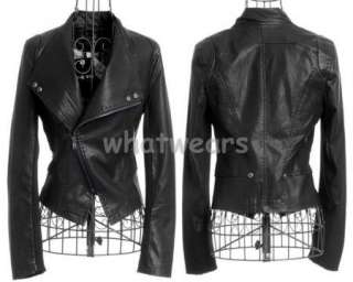 Hot Womens Zip Up Design Leather Jacket/Coat Green Z52  