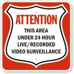  Attention Video Surveillance Aluminum Sign, 12 x 12 