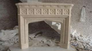 French Gothic Style Marble Fireplace Mantel Surround  
