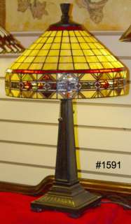 Art Nouveau Tiffany Aztec Border Table Lamp  