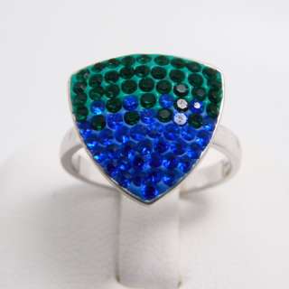 Green Blue Crystal Gemstone Genuine 925 Sterling Silver Fashion 