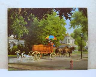 Vintage Paul Detlefsen Litho Print #163 Happy Days Water Wagon Horse 