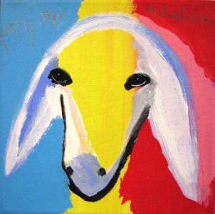 Original Oil Sheep Portrait Menashe Kadishman Israeli Jewish  