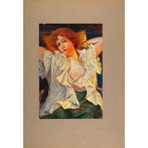 1905 Color Print Portrait Woman Reverie Walther Scholtz 