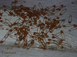 200 Primitive 1 1/8 RUSTY Safety Pins ~ Rusted  