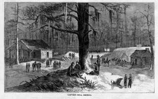   GEORGIA, CYPRESS, ANTIQUE CIVIL WAR ENGRAVING, 1865 HISTORY  