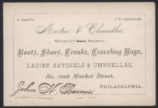 1876 Centennial Worlds Fair Boots & Shoes Trade Card  