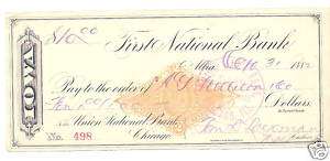 1882 FIRST NATIONAL BANK OF IOWA CHECK  