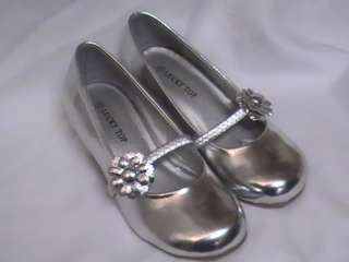 Girls Silver Dress Shoes Flower Girl (PARTY12) Yt Sz 2  