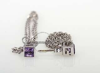 Gucci 18K White Gold Gucci Cube Amethyst Earrings  