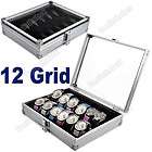 Popular 12 Grid Watches Display Storage Box Case Jewelry Aluminium 