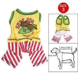  Summer Letter Print Red White Striped Pants Dog Clothes 3 Pet