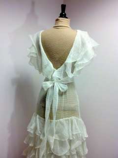 Vintage 1920s Wedding Dress Sheer White Organza Gown  