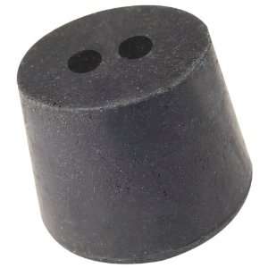 Plasticoid H5  M292 Black Rubber Two Hole Stopper, 27mm Top Diameter 