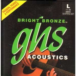   12 String Light Bright Bronze Acoustic Guitar Strings 