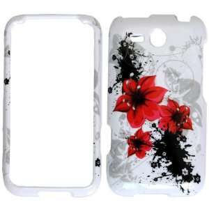  For HTC Freestyle F8181 Red Flower with Black Splash on 