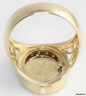   of Man Coin & CZ Floating Ring   14k Yellow Gold Moves Estate  