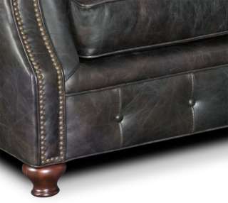 Distressed Black Leather 3 Seater Sofa Couch  