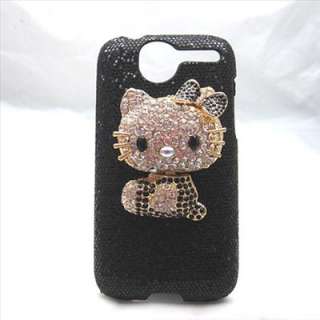Bling Blingy black hello kitty Blingy HARD case Cover For HTC Desire 