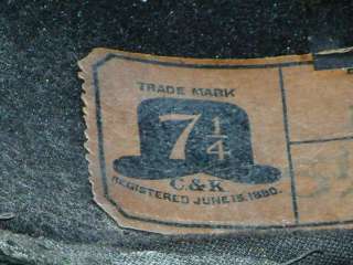 Antique 1880 C and K Black Felt Homberg Hat RARE  
