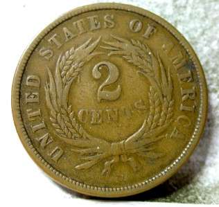 1867 VF FINE 2 CENT PIECE ID#OO967  