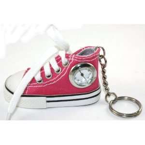 3D Hot Pink Hightop Tennis Shoe Key Chain Clip Watch   Battery 
