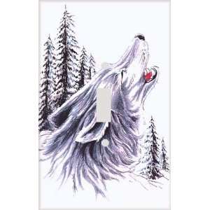  Woodland Howling Wolf Decorative Switchplate Cover