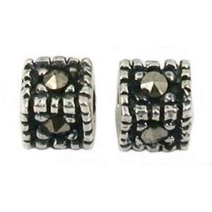   Sterling Silver Marcasite Crystal Cube Beads 3.5mm