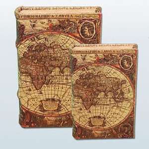  Map of the World Secret Book Box Set with Globe Design 