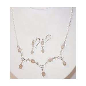  Rose Quartz Necklace and Earring Set 