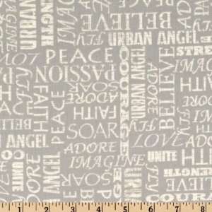  44 Wide Urban Angel Script Grey Fabric By The Yard Arts 