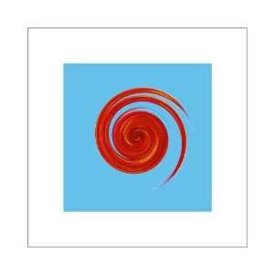  Whirl 3 Red On Sky Blue Poster Print