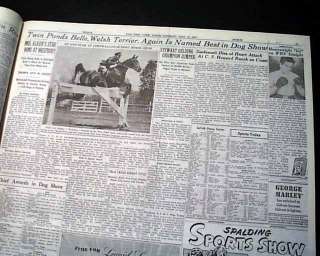 SEABISCUIT DEATH Thoroughbred Racehorse 1947 Newspaper  