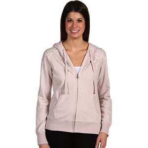 Lucky Brand Embroidered Gray Pink Hoodie Zip Up Jacket Sweatshirt 