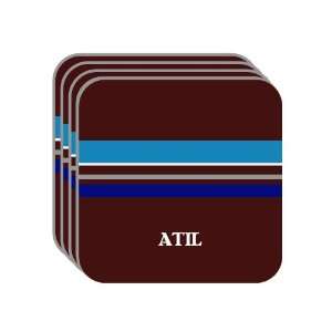 Personal Name Gift   ATIL Set of 4 Mini Mousepad Coasters (blue 